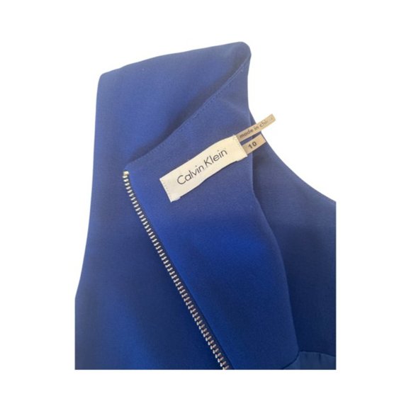Calvin Klein Royal Blue Sheath Dress w/ Exposed Silver Zippers Size 10 - Picture 5 of 6